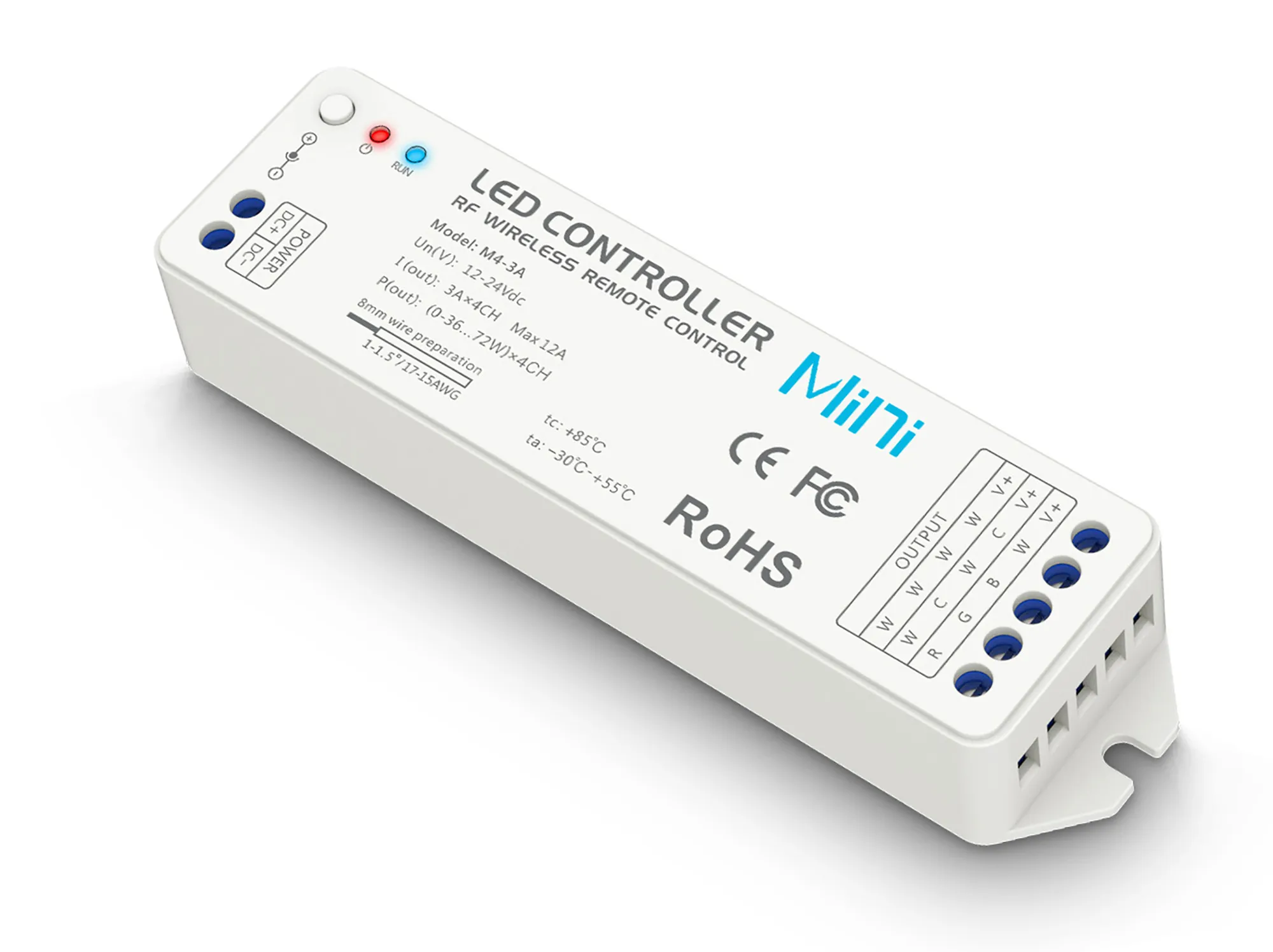 M4-3A  CV Receiving Controller for RGBW 12/24V DC 3A x 4CH 144W/288W IP20